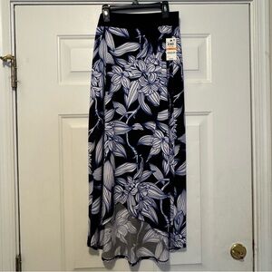 NWT JM Collection Black and White Floral Maxi High-Low Skirt Women Small